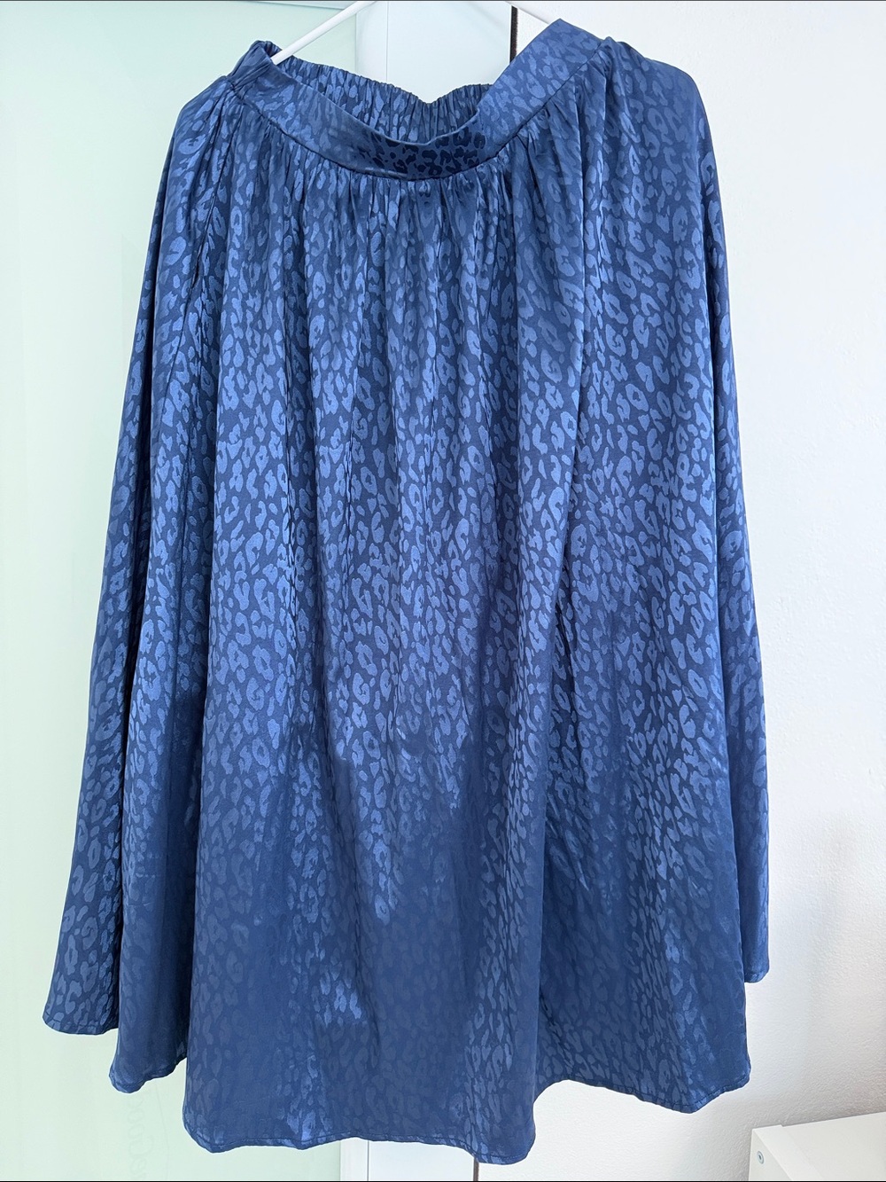 Elegant Blue Animal-Print Midi Skirt
